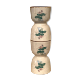 4 cup vintage sandstone lot with flower patterns
