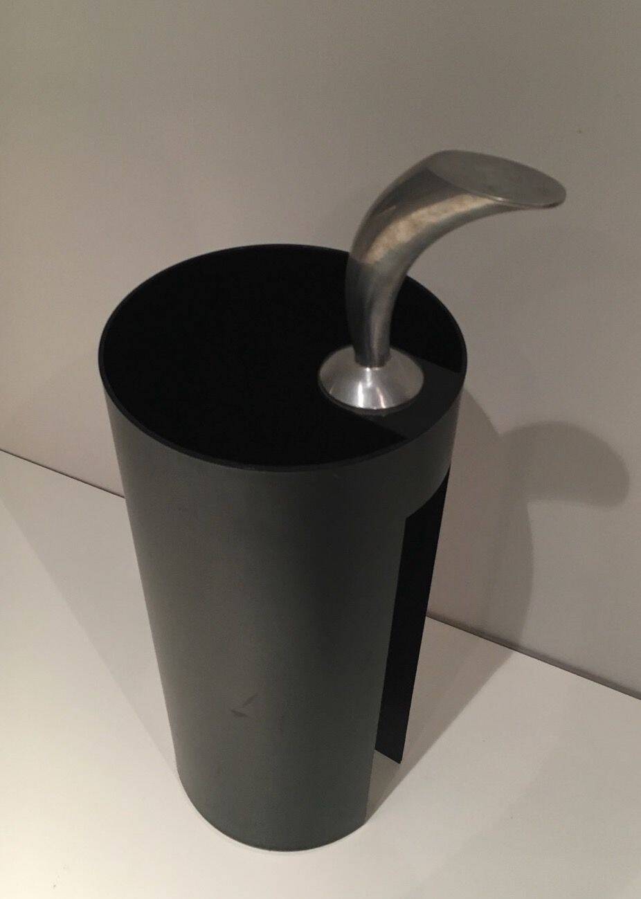 "Golf" umbrella stand in black plastic and chrome