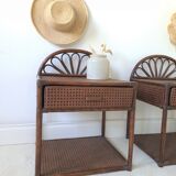 Pair of rattan bedside tables