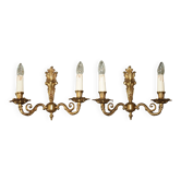 Pair of antique wall sconces in gilded bronze from the 1920s.