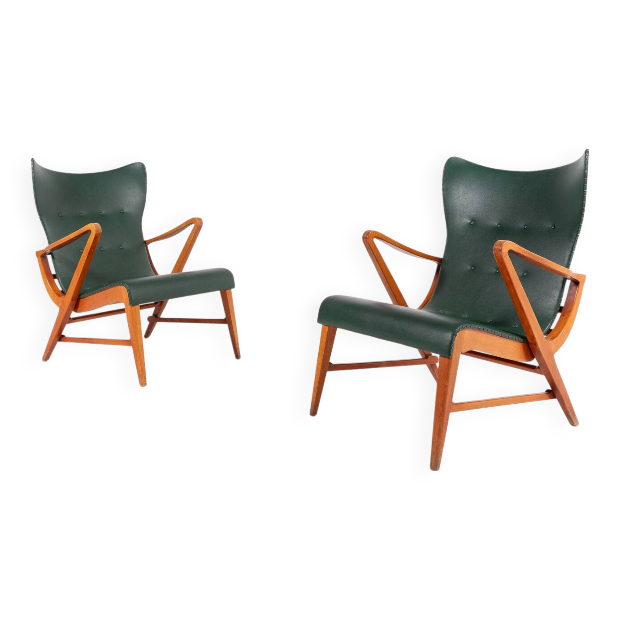 Fauteuils architecturaux suédois du milieu du siècle par Axel Larsson, années 1950