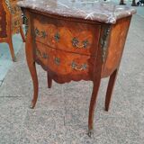 Commode marqueterie ancienne style louis xv avec plateau marbre