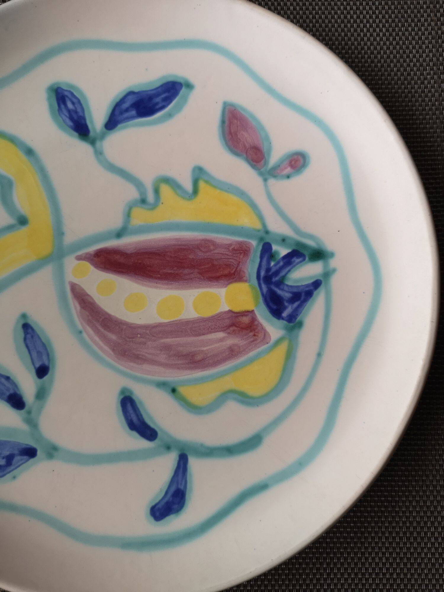 Enamelled ceramic plate with fish decoration - Gérard Hofmann - Vallauris - 1950s