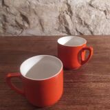 2 small orange cups made in Czechoslovakkia