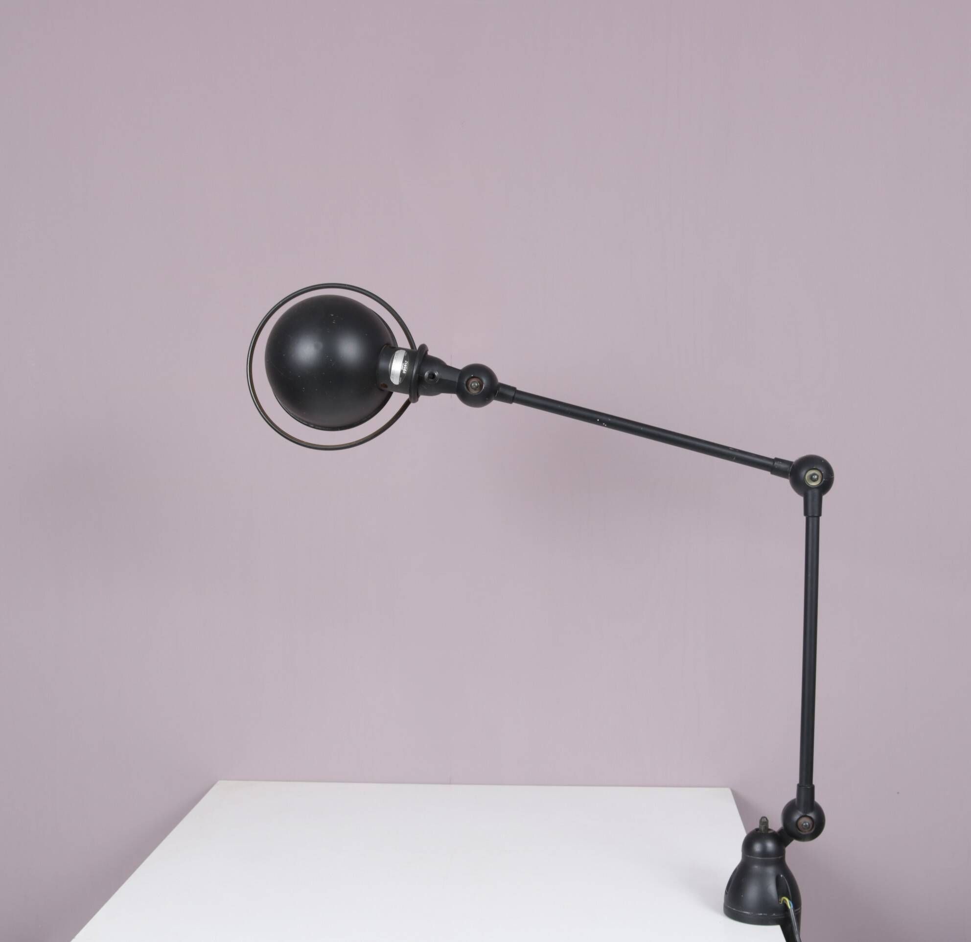 1950s Table clamp lamp in black metal, recent edition model SI332/ Jieldé,