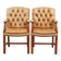 Lot de 2 chaises Chesterfield en cuir de vachette couleur cognac clair