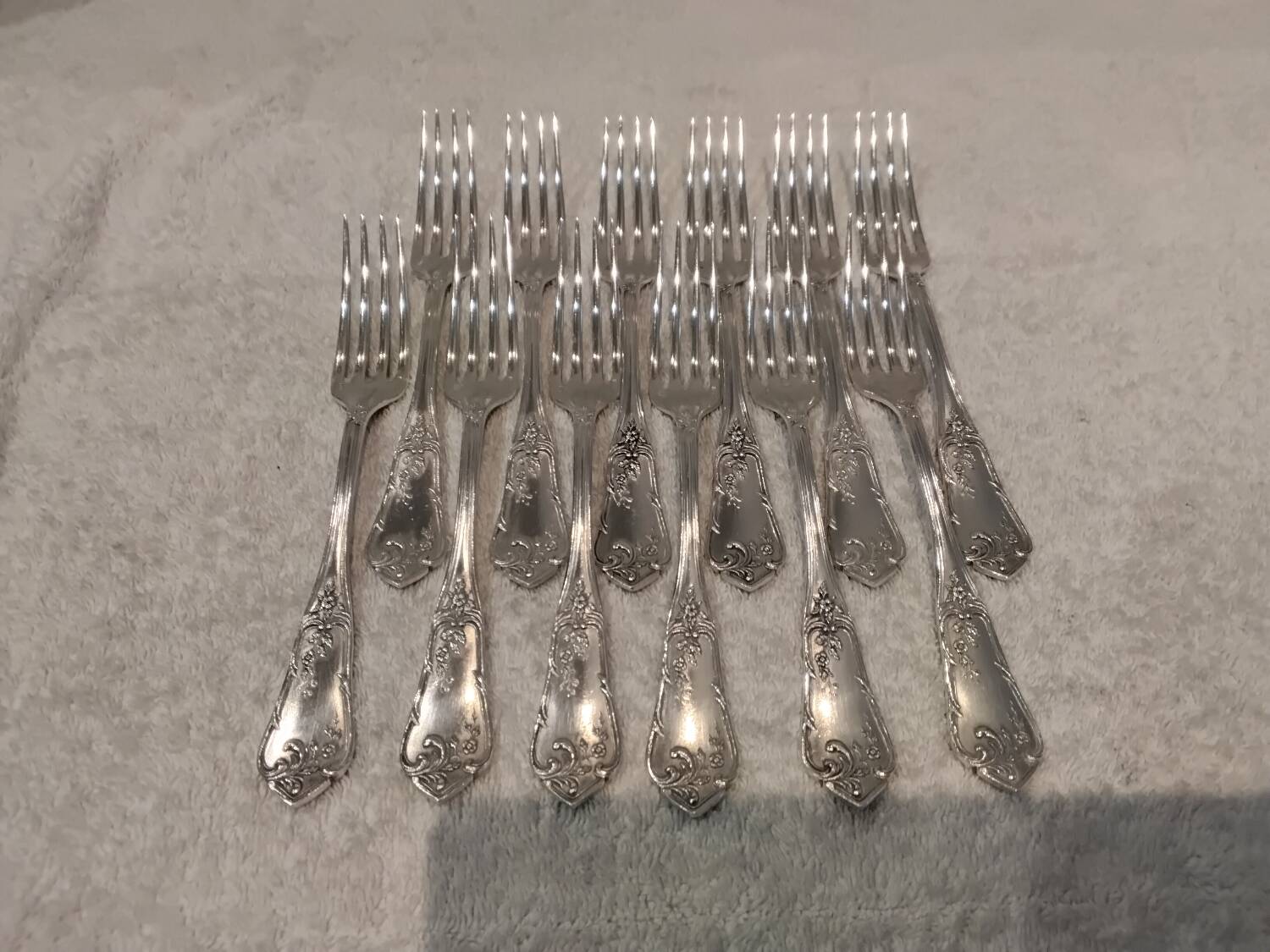 12 silver-plated dessert forks, silversmith Boulenger, LXV semi-rich