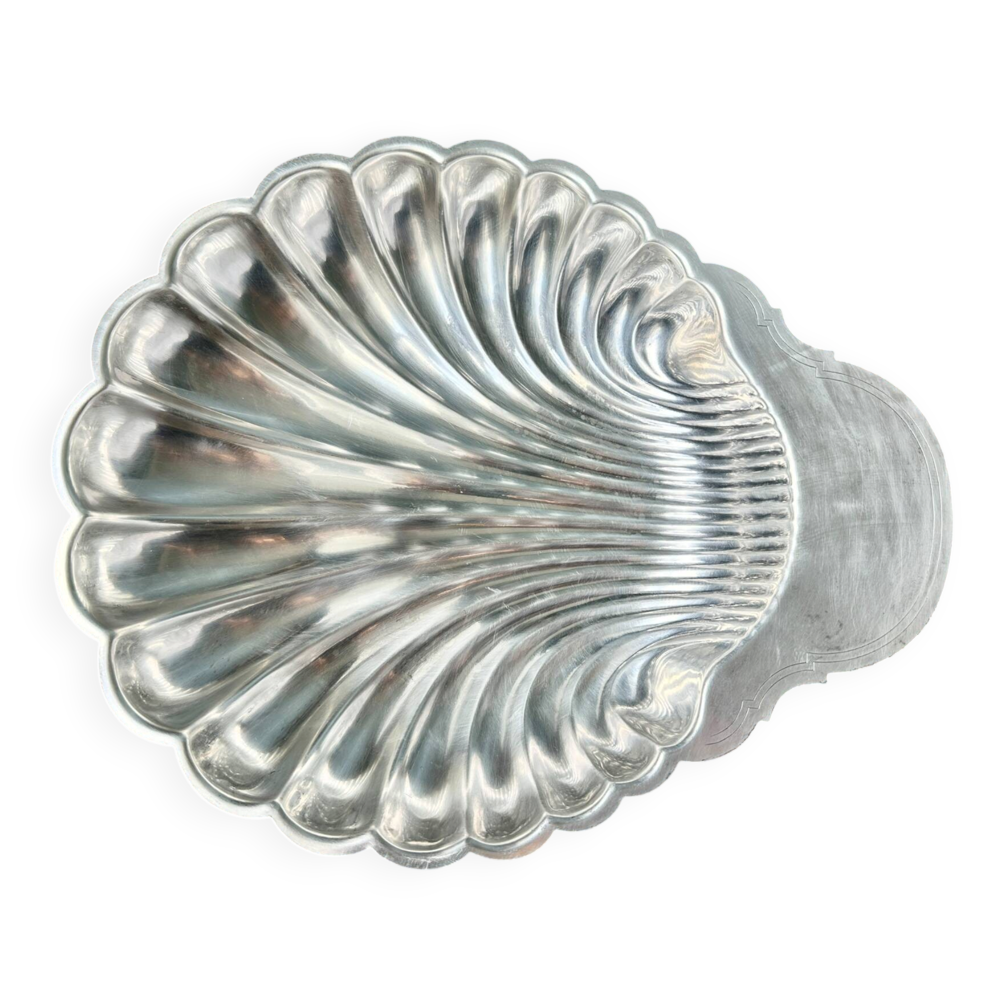 Grand plat de service Fleuron - Christofle en métal argenté forme coquille