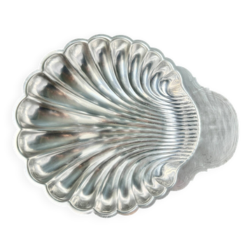 Large serving dish Fleuron - Christofle in silver-plated metal shell shape.