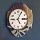Vertical silent vintage wall pendulum clock "Trophy blue green golden"