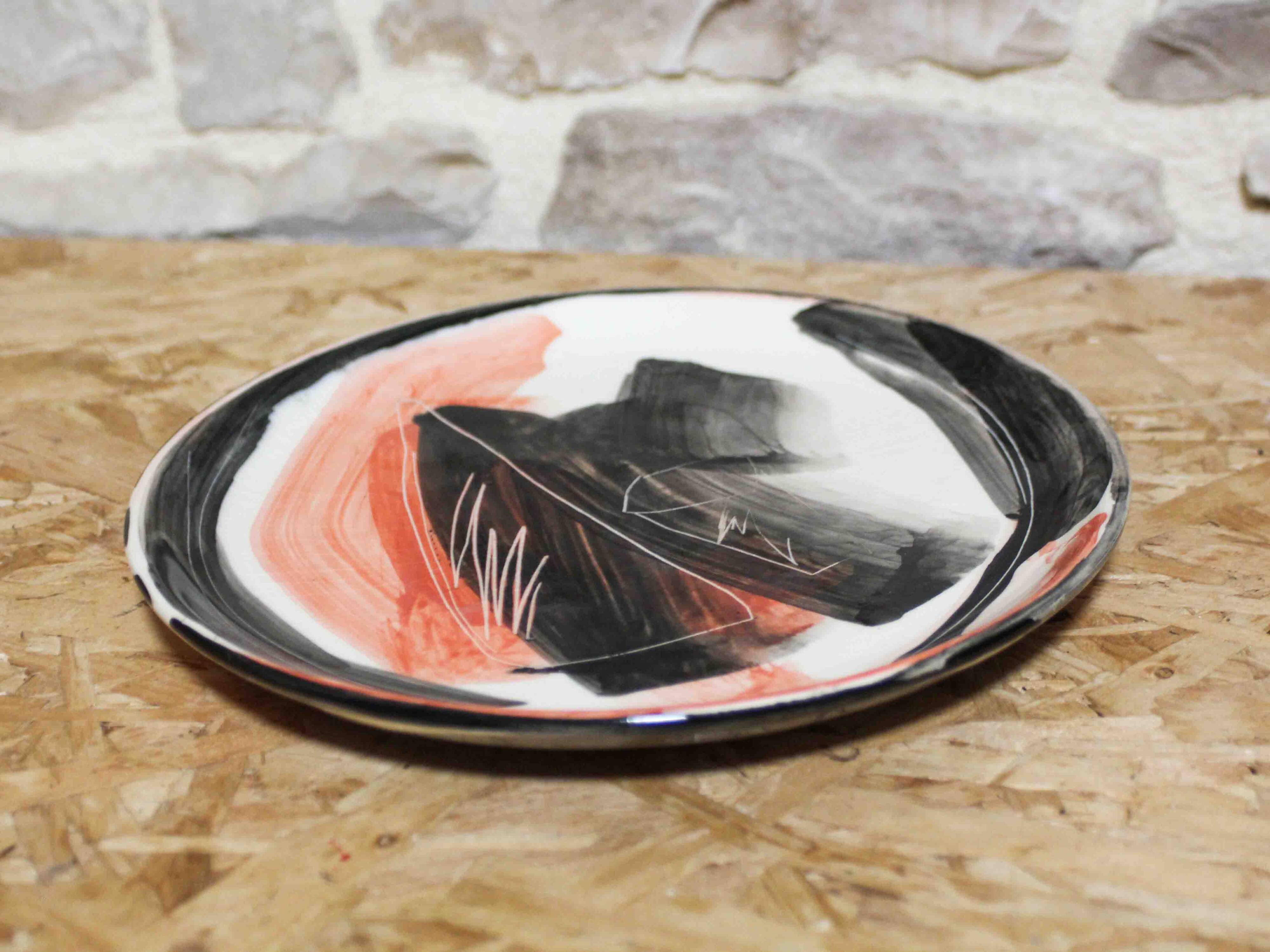 Painted plate signed Alligand