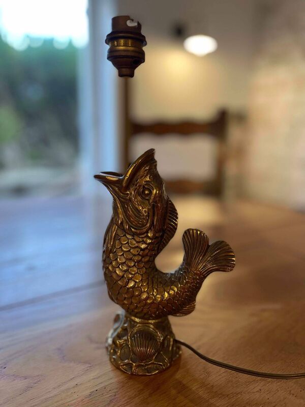 Pied de lampe poisson en bronze