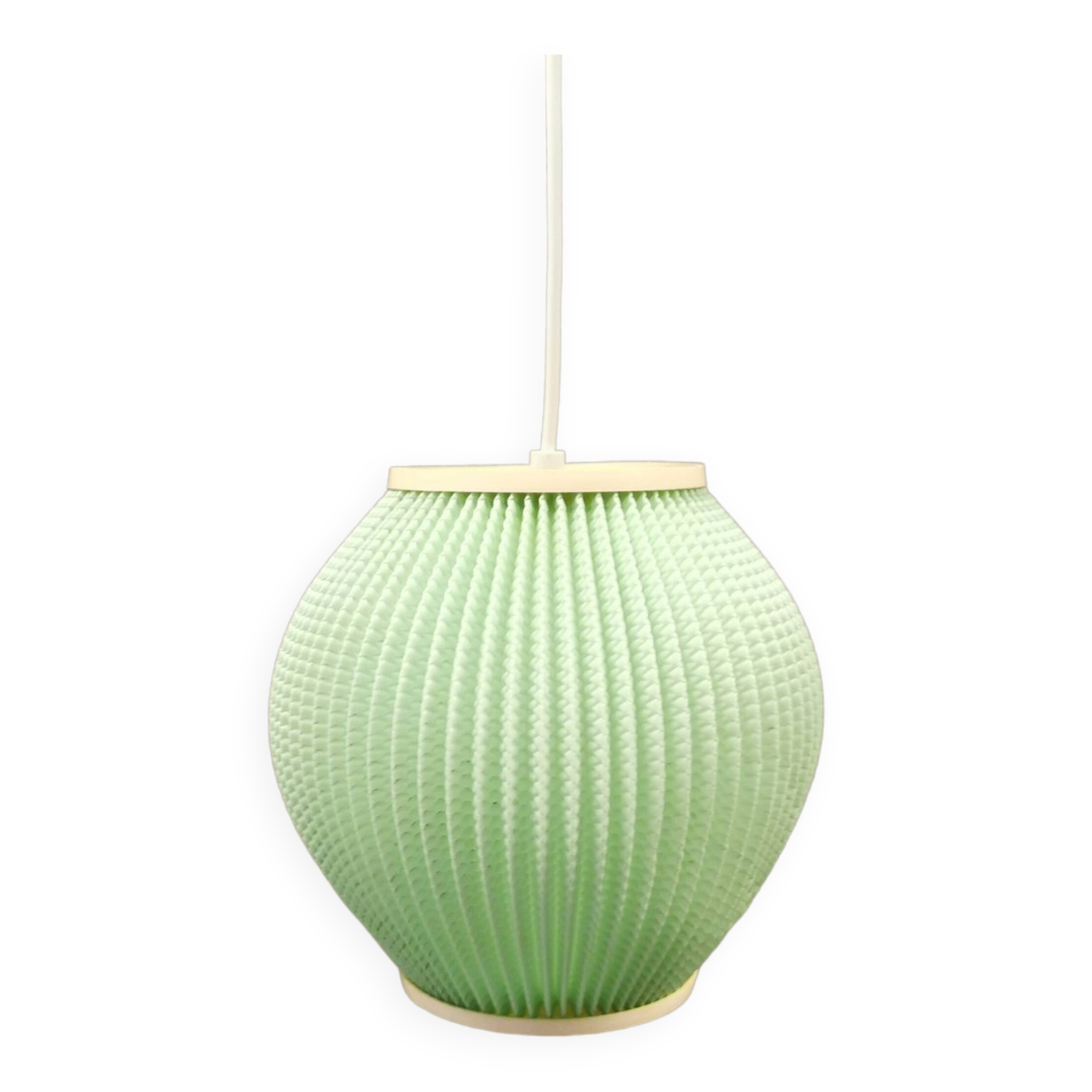 Danish pleated hanging lamp, Pearl Shade, produced by Hoyrup Light and designed by Lars E Schiøler