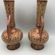 Pair of vases in faïence hispano mauresque decoration arabasques irise reflections metal