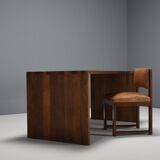 Rustic Solid Teak Desk / Table, France 1960s