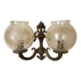 Double retro wall light with etched glass