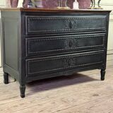 Louis XVI chest of drawers in black patinated oak, 18th century