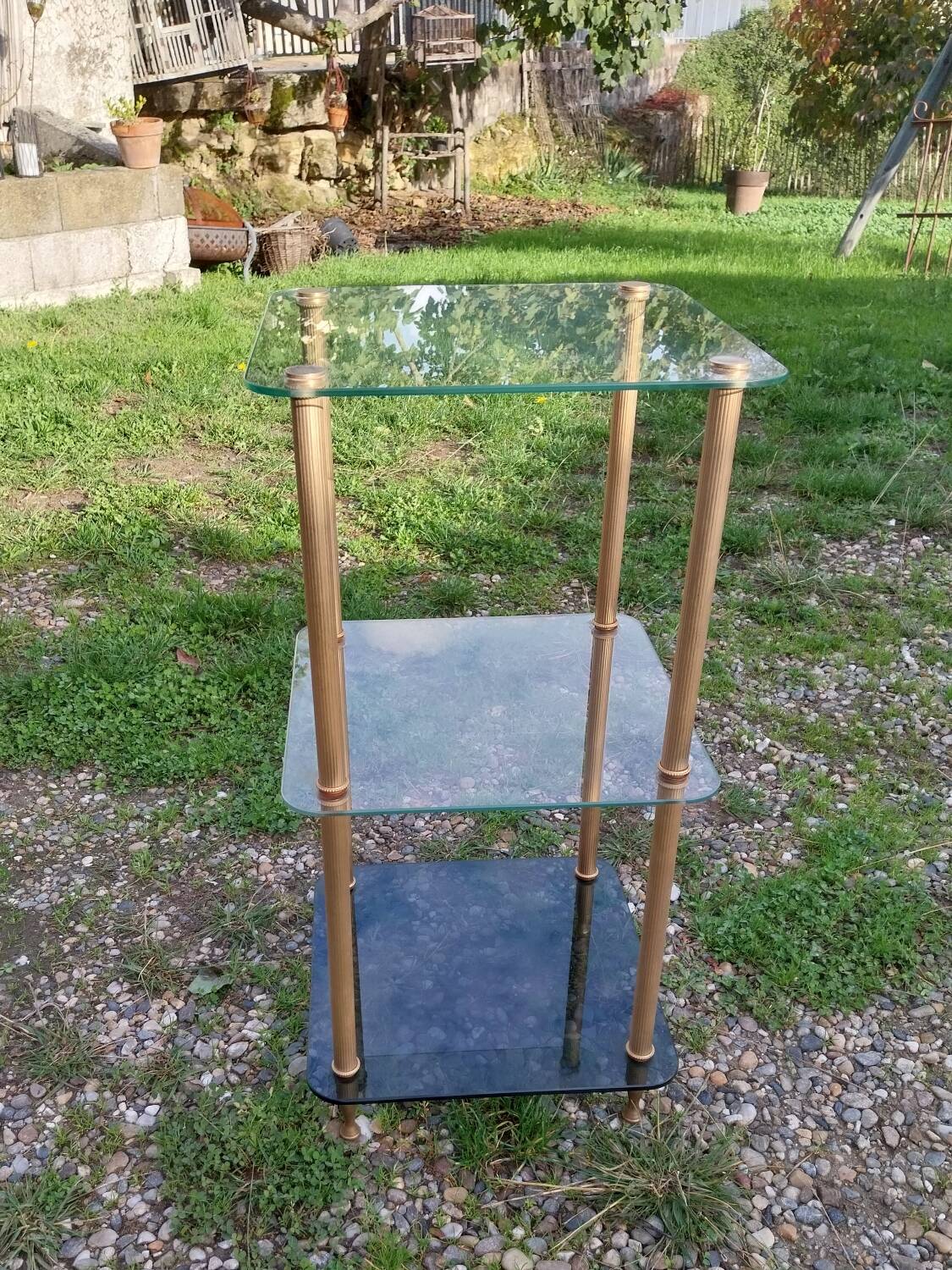 Gold-plated brass side table
