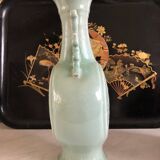 Bianhu Gourd Vase with handles Celadon porcelain/Relief decorations/China Qing dynasty late 19th century