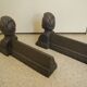 chenets anciens fonte décor orientaliste cast iron fireplace andirons