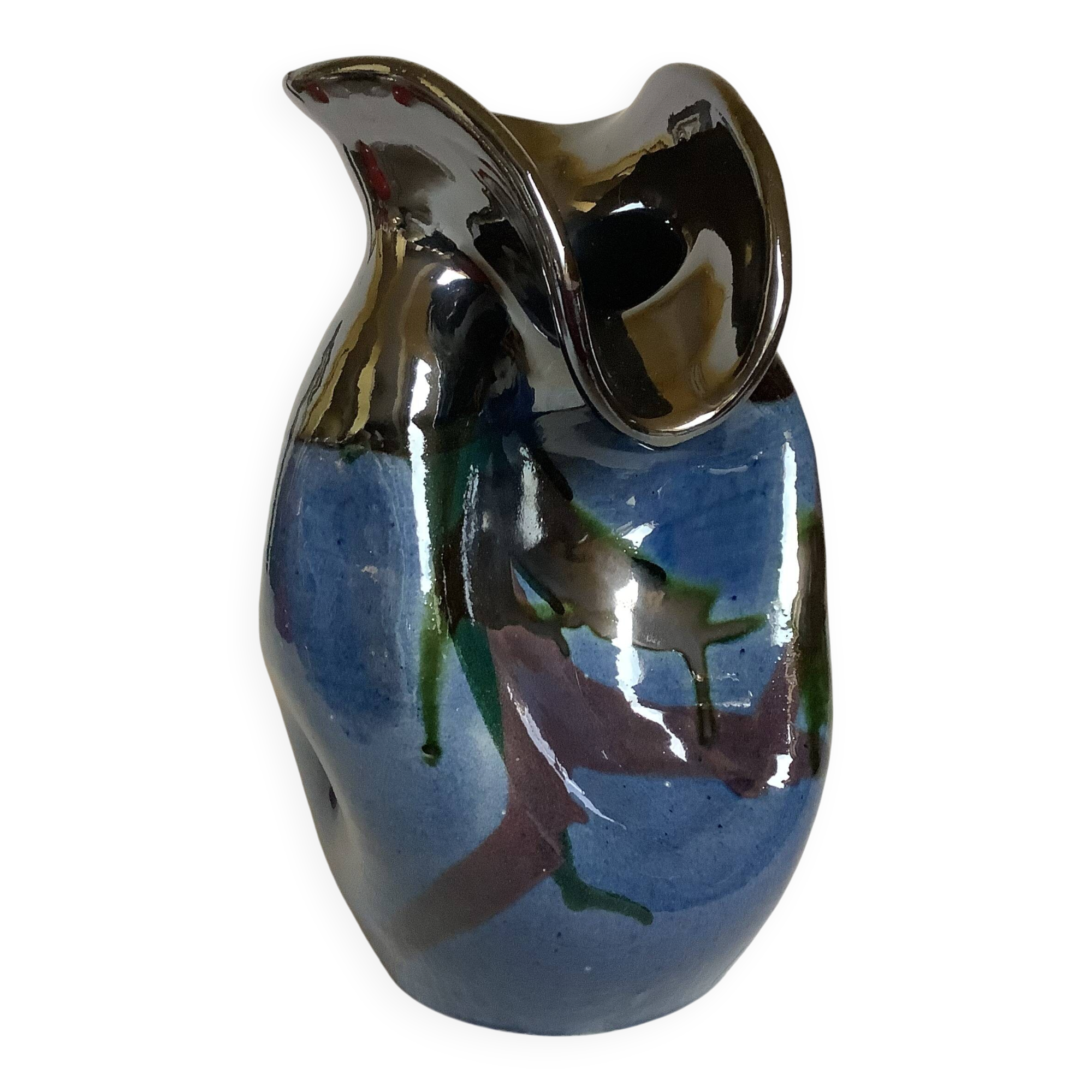 Iridescent modernist vase by Thomas Buxo