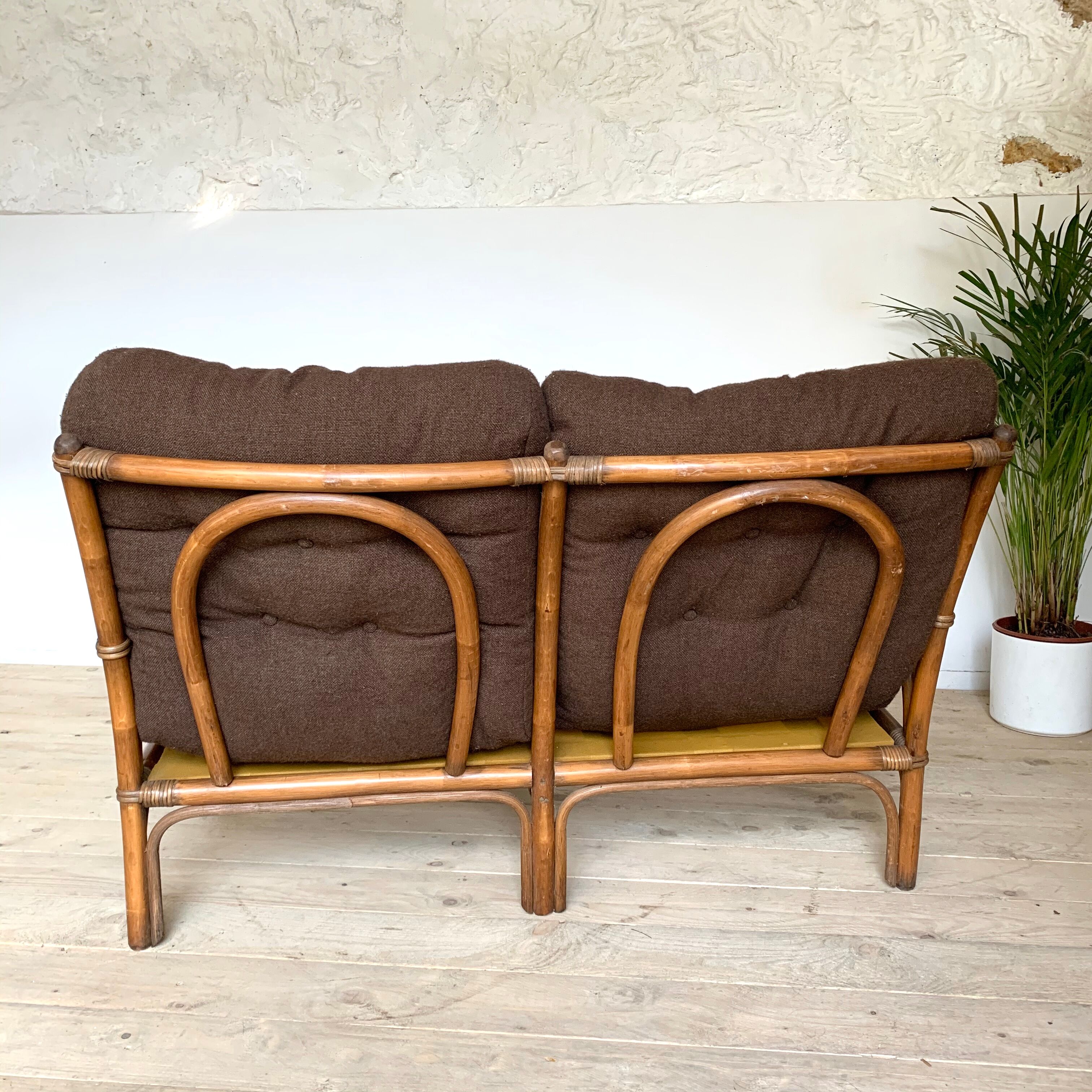 Vintage rattan bench