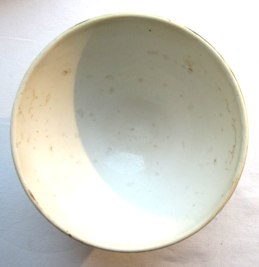Old Art Deco bowl, green checkerboard décor, Badonviller
