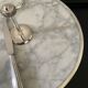 Marble cheese platter and silver metal 1970