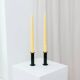 Set of 2 glossy black metal candleholders in retro Ikea Memphis style