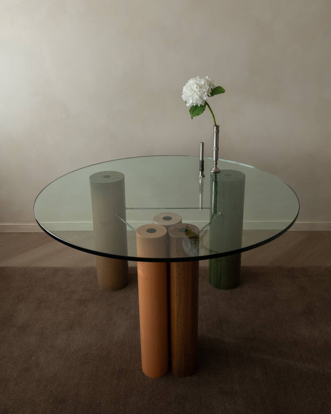 Vintage Saporiti Italia Dining Table – Enamel Column Base - 1980s