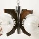 Lustre mazzega Murano 4 boules et teck 1960