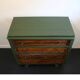 Commode vintage 4 tiroirs verte et bois