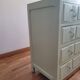 Vintage upcycled commode — mint green and natural wood