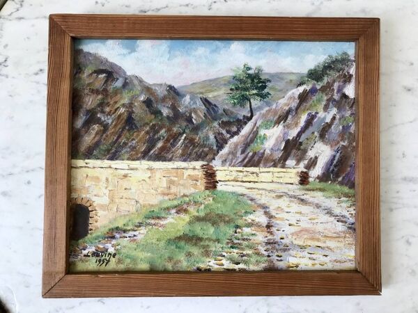 Tableau huile sur bois paysage vallée de janon signé 1957
