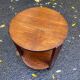 Table d'appoint ronde art déco en chêne massif 1950