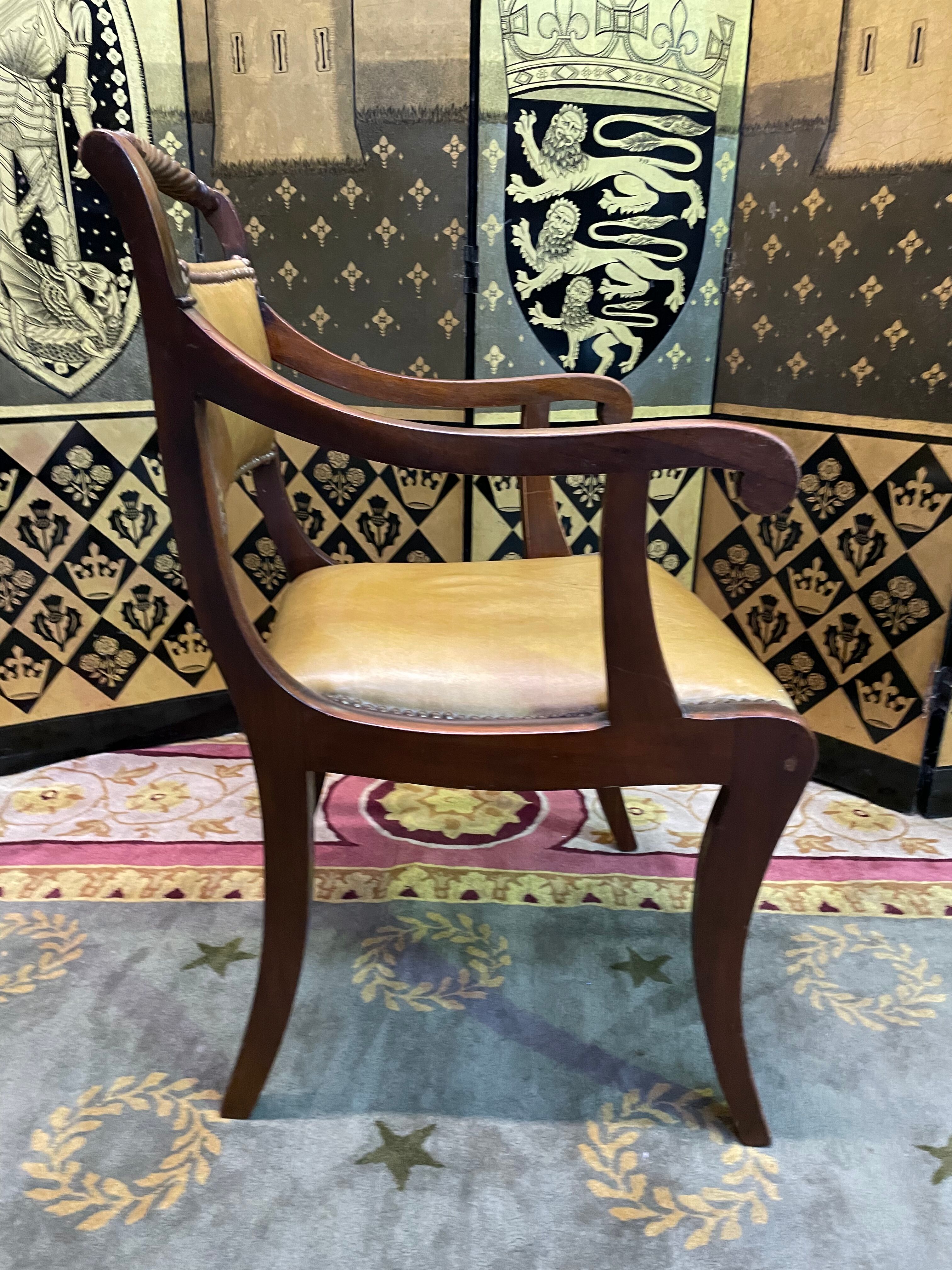 English office armchair mahogany and leather