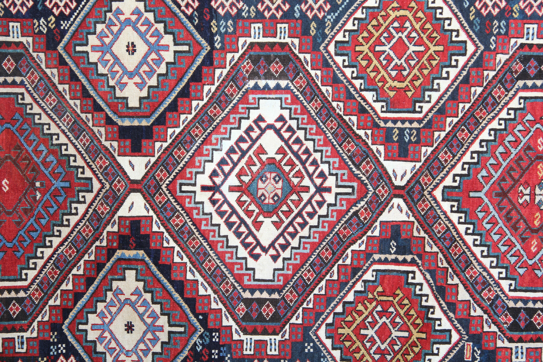 Antique shirvan area rug traditional wool tribal geometric azerbaijan carpet- 120x165cm