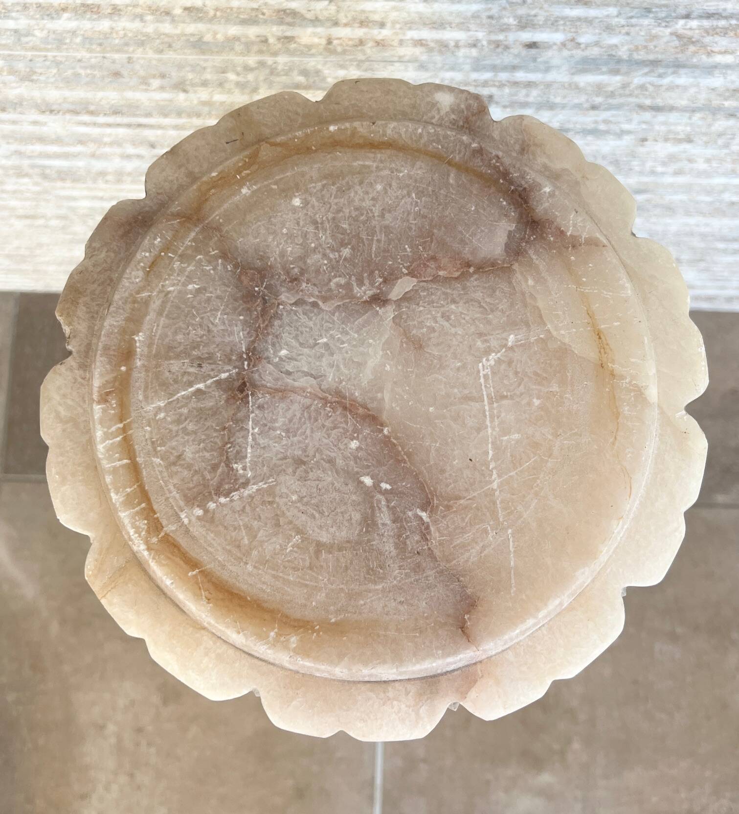 Alabaster column saddle, pedestal