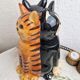 Cat cookie jar, ceramic cookie jar three vintage cats