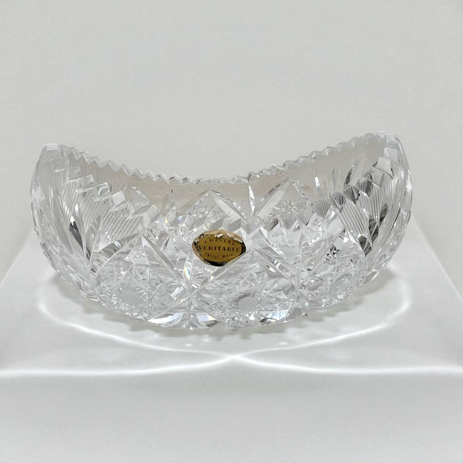 Oval salad bowl in cut crystal from Lorraine 1960 - crystal fruit bowl