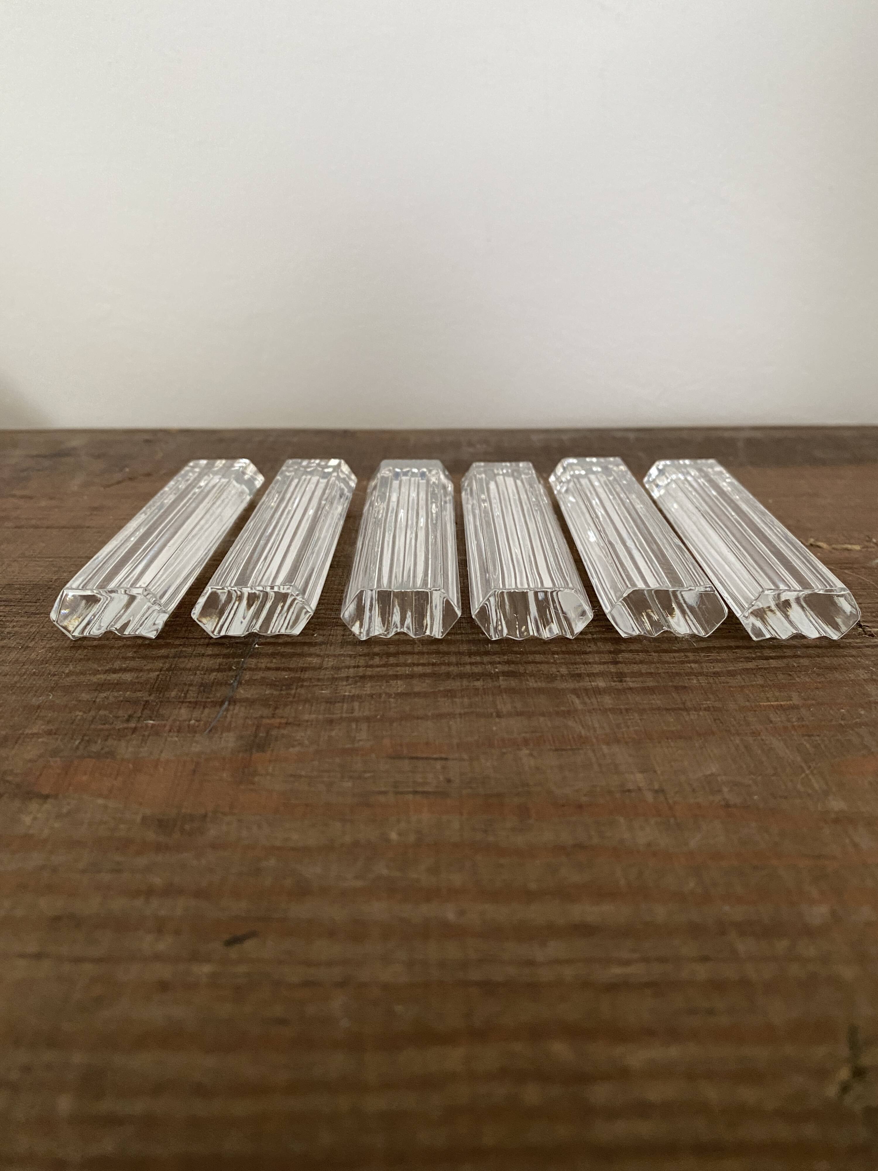Vintage knife holders of 6, in glass