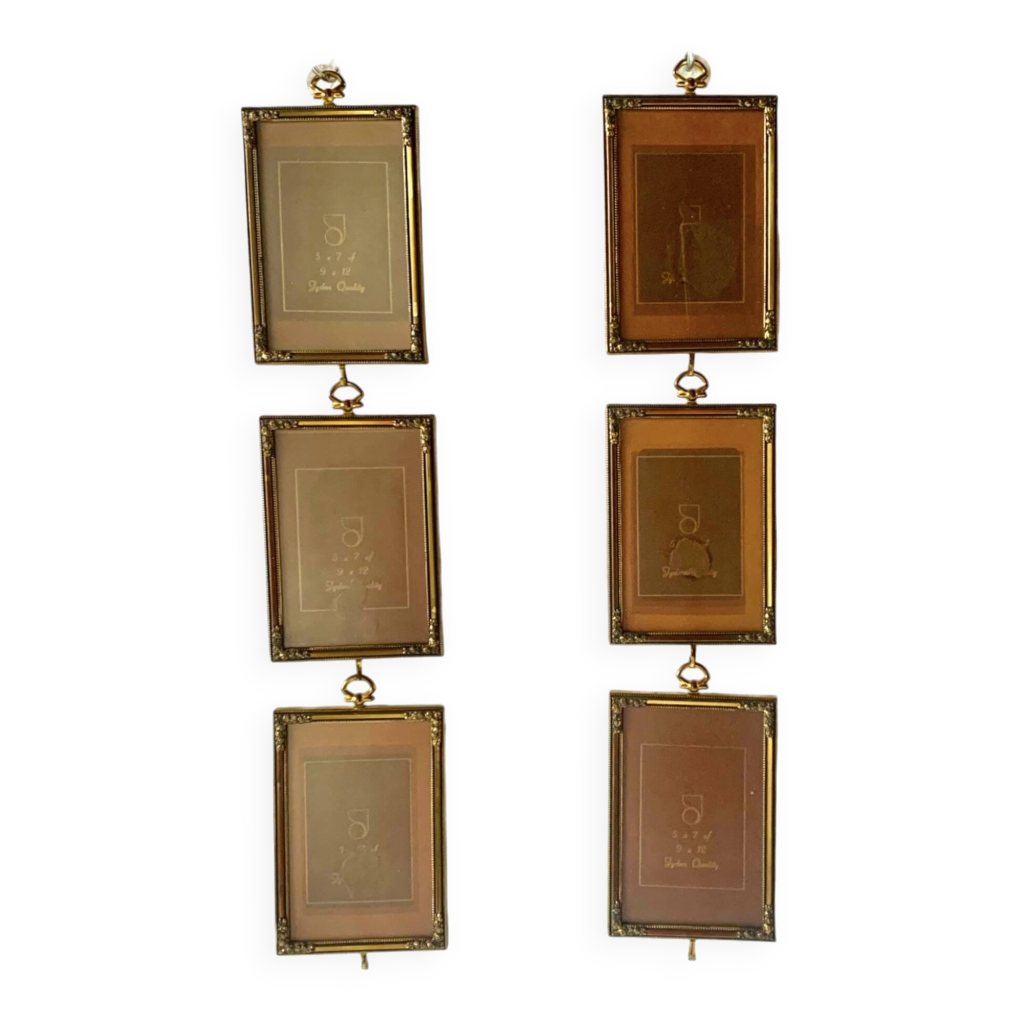 Set of 6 Jyden Vintage Gold Brass Picture Frames