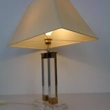 Hollywood Regency Acrylic Glass & Brass Table Lamp, Italy, 1970s