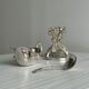 antique metal sauceboat with candle warmer and ladle