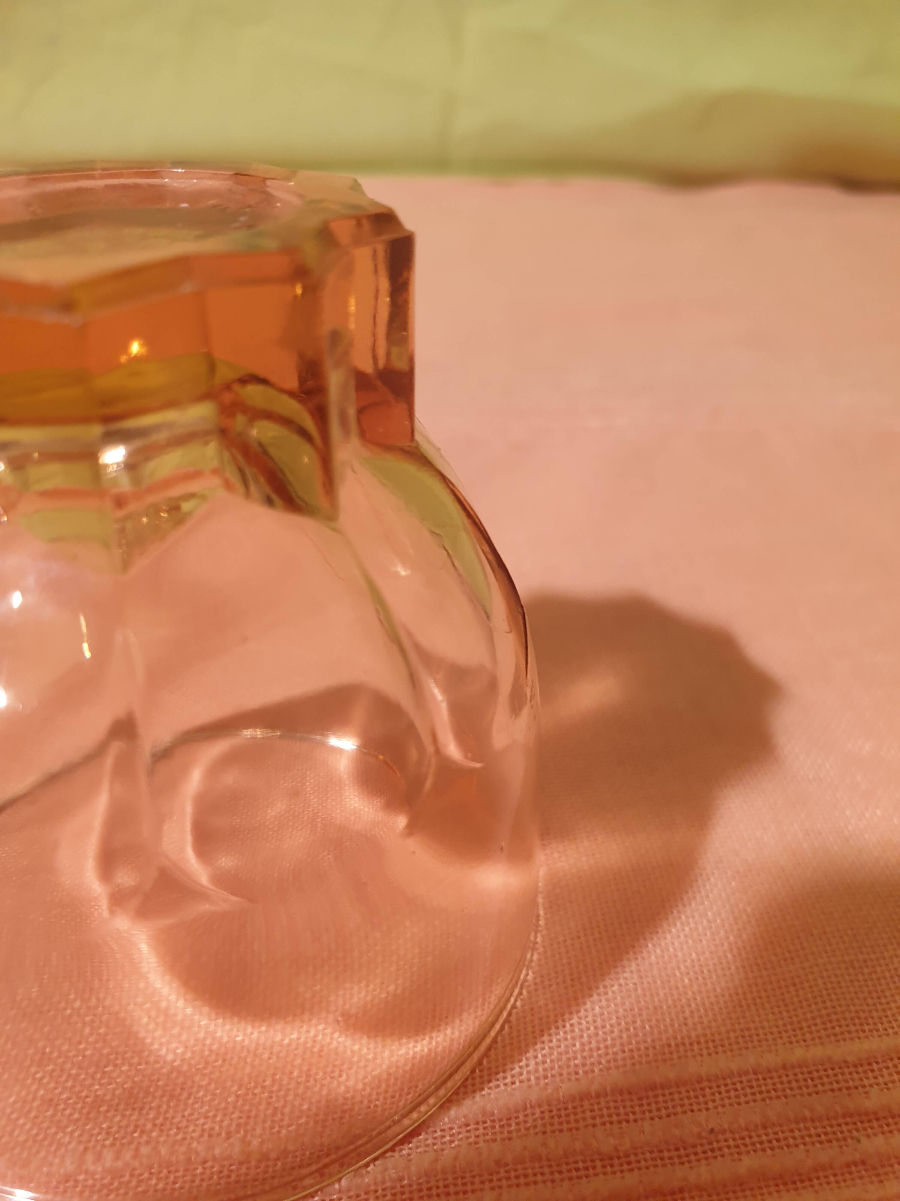 Art Deco pink glass tray and 7 glasses Made in France