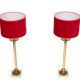 set solid Brass Table lamps Red Velvet shades 1960s France