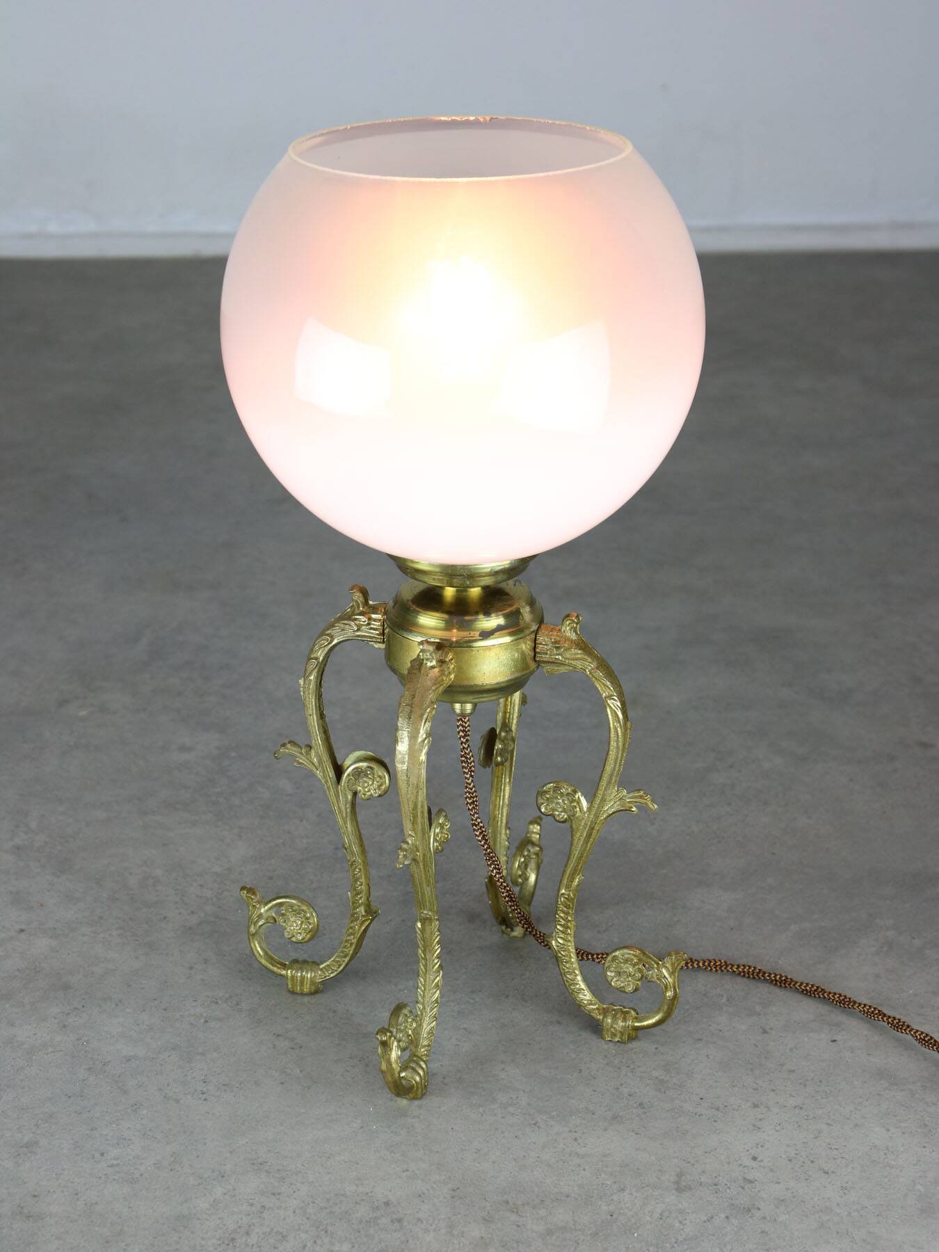 Mid-century Brass and Glass Table Lamp