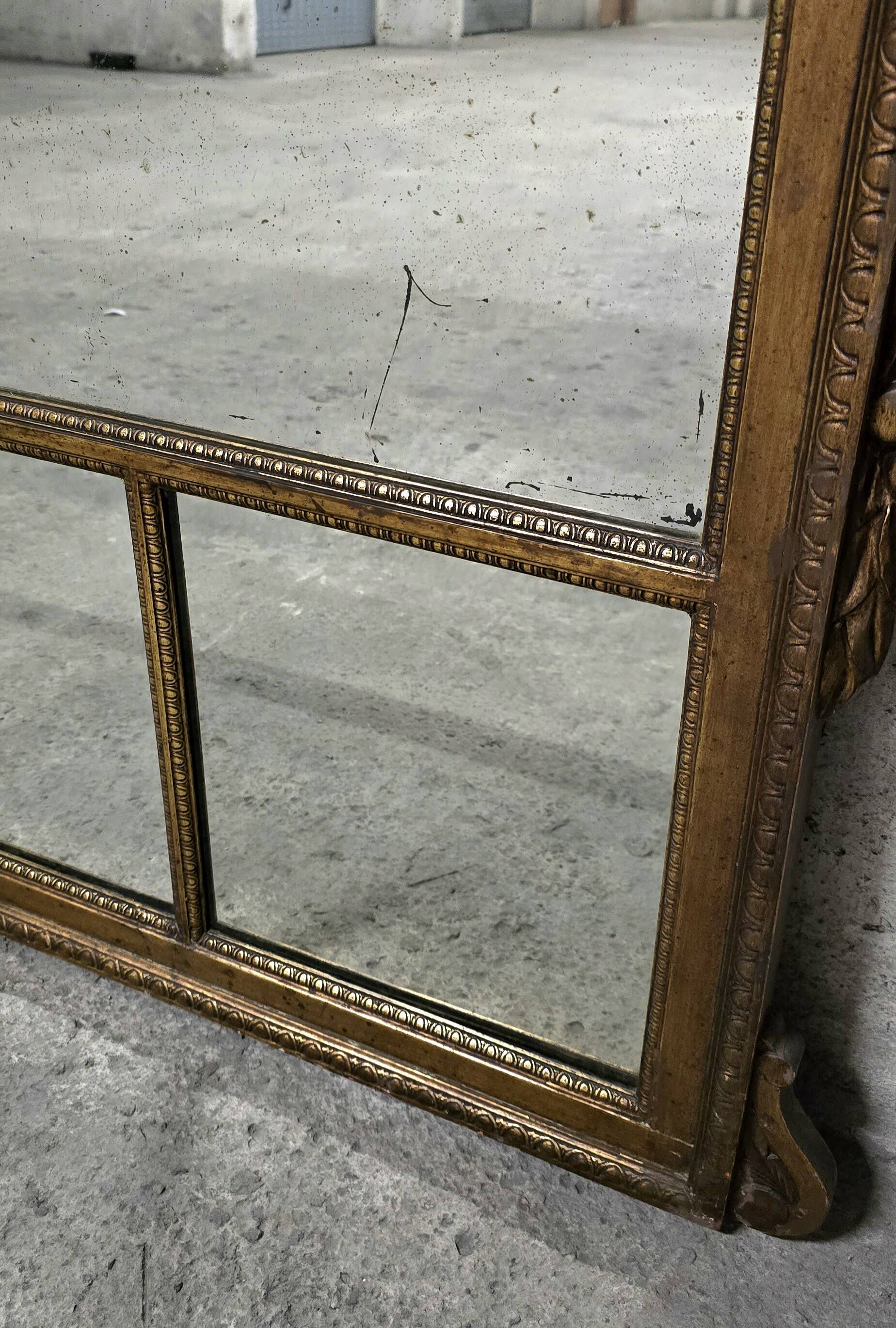 Wood and stucco fireplace mirror, late 19th-early 20th century