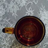 4 amber glass cups