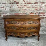 Louis XV style curved walnut chest of drawers